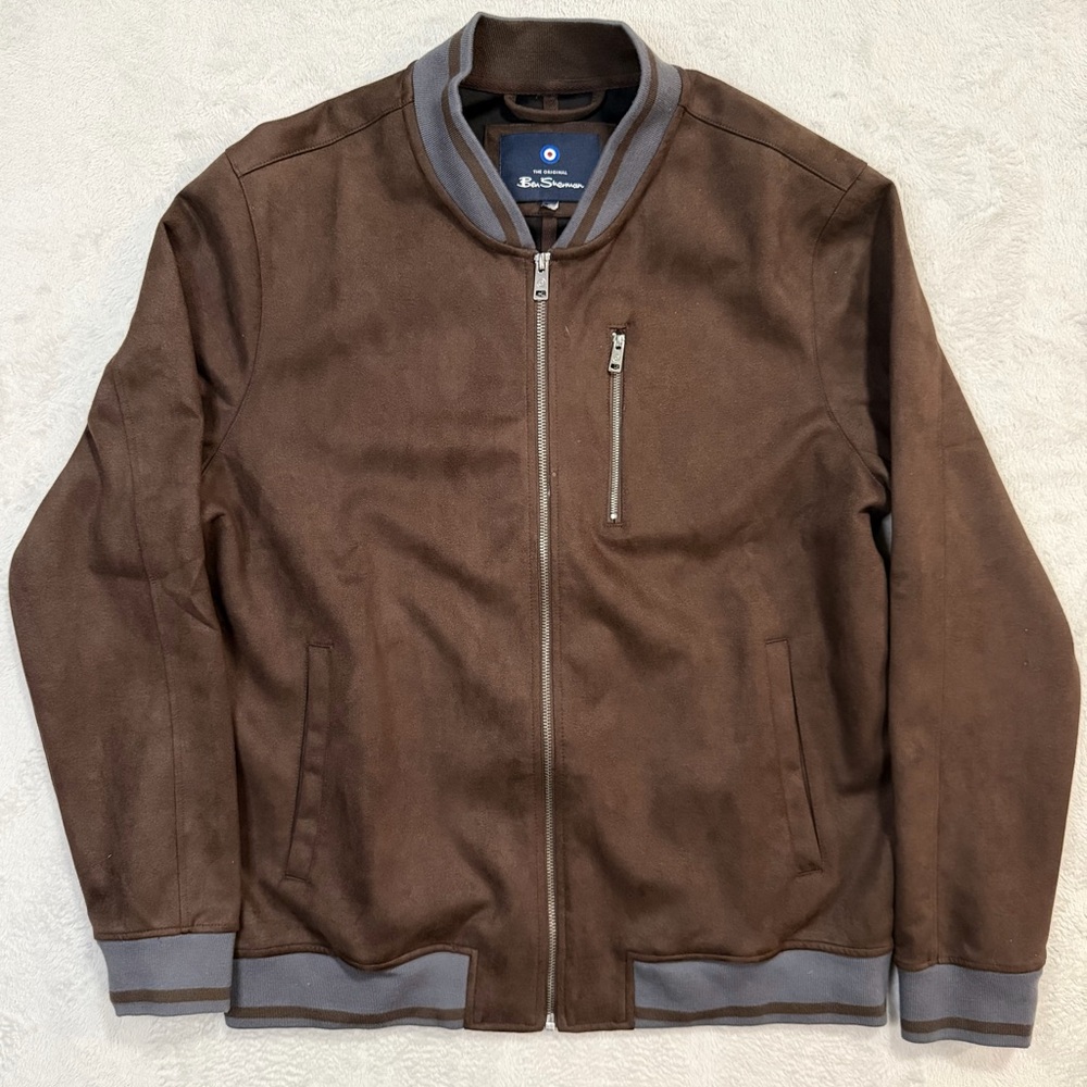 Ben Sherman Brown Bomber Jacket with Gray Trim